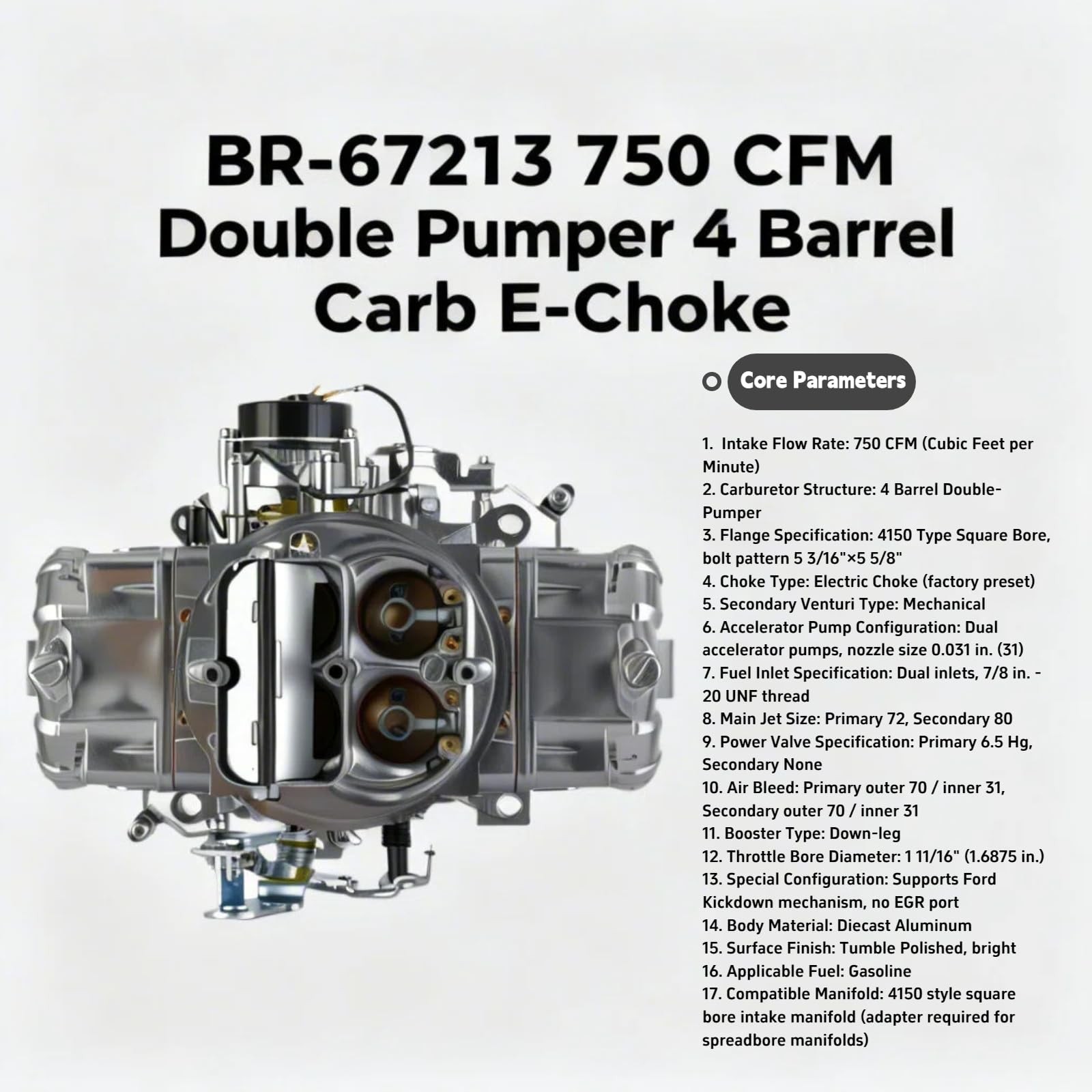 4150 Double Pumper Carburetor, Square Bore, Replacement For Holley Quick Fuel…