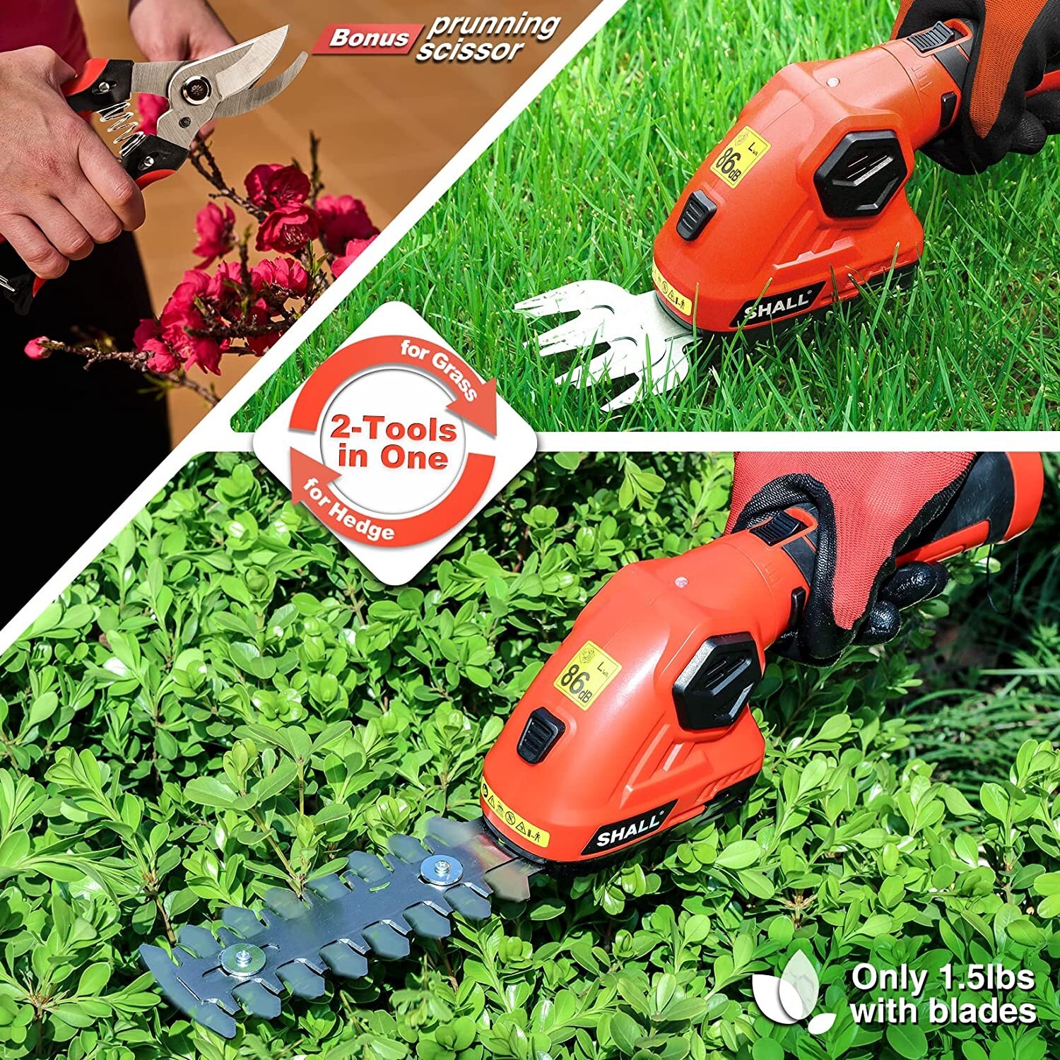 SHALL Cordless Grass Shear Shrubbery Trimmer ,Hedge Shears/Grass Cutters US