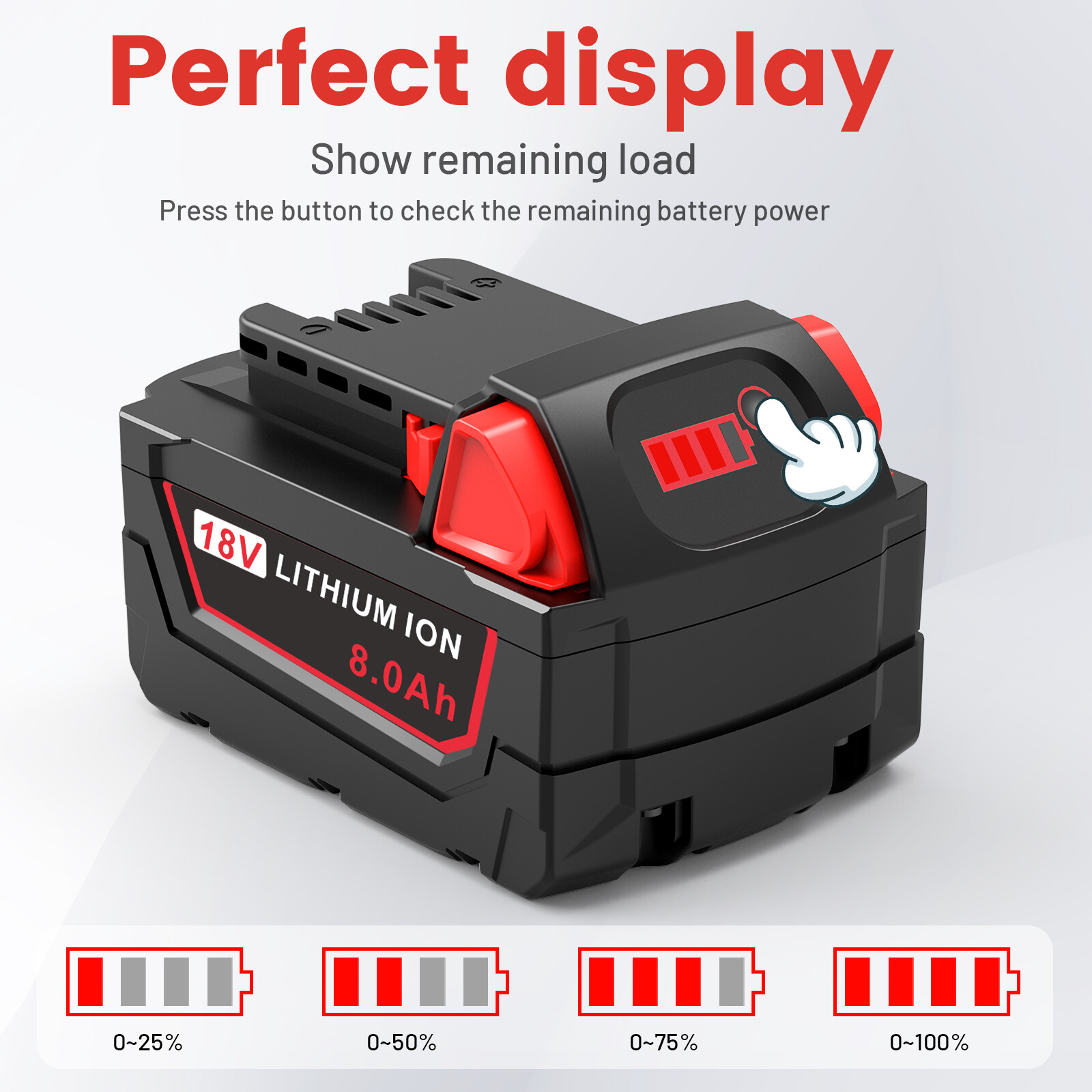 8.0AH Battery For Milwaukee For M18 18V Lithium-ion Extended Capacity 48-11-1860