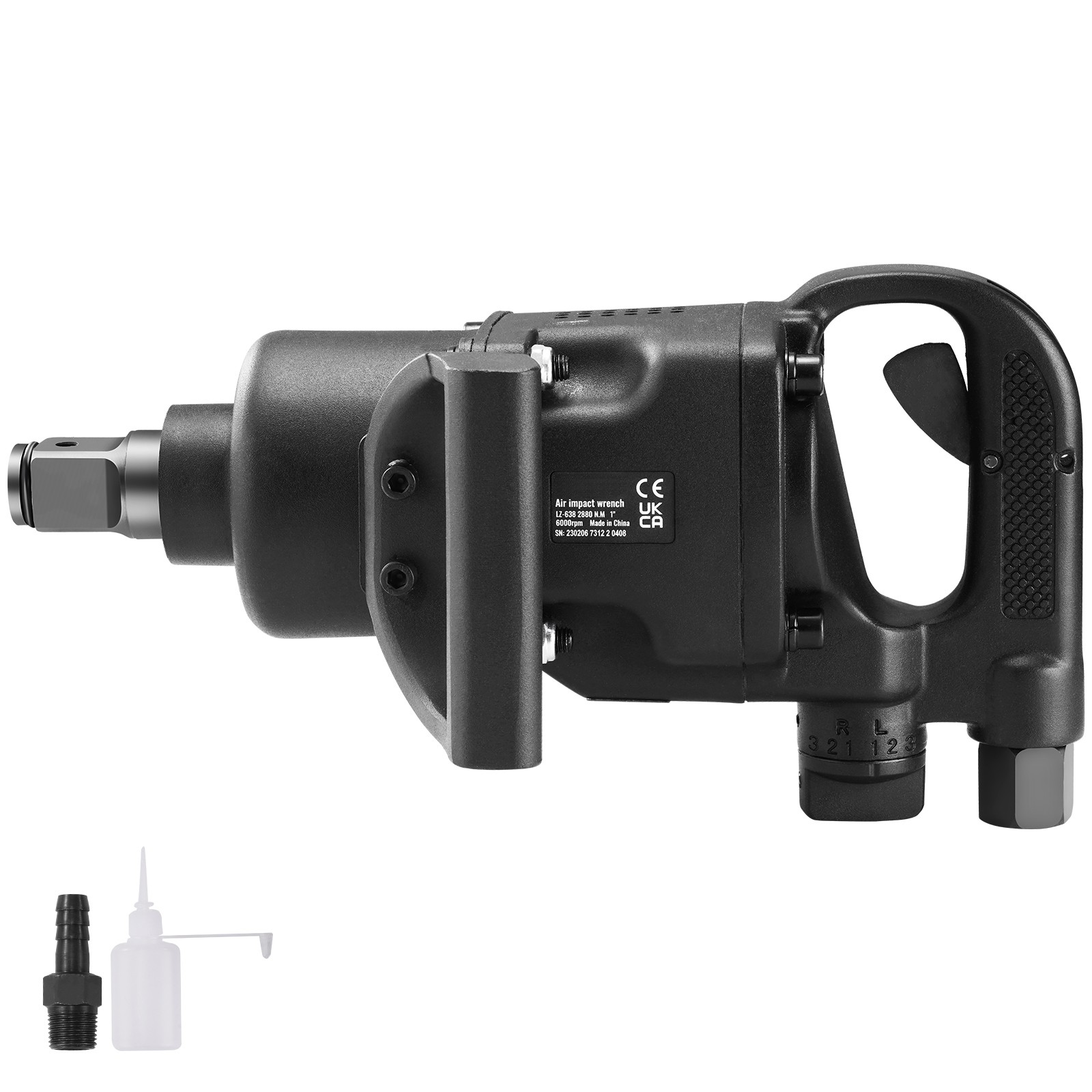 1″ Drive Impact Wrench 2730 ft-lbs Breakaway Torque 6000 RPM & Twin Hammer