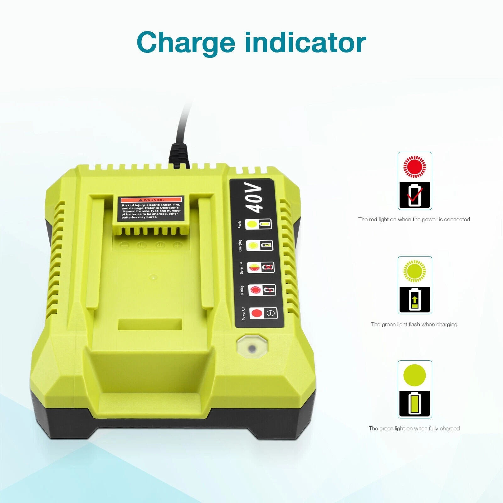 2Pack 8.0Ah Replacement for Ryobi 40V Lithium OP40602 Battery With LED / Charger