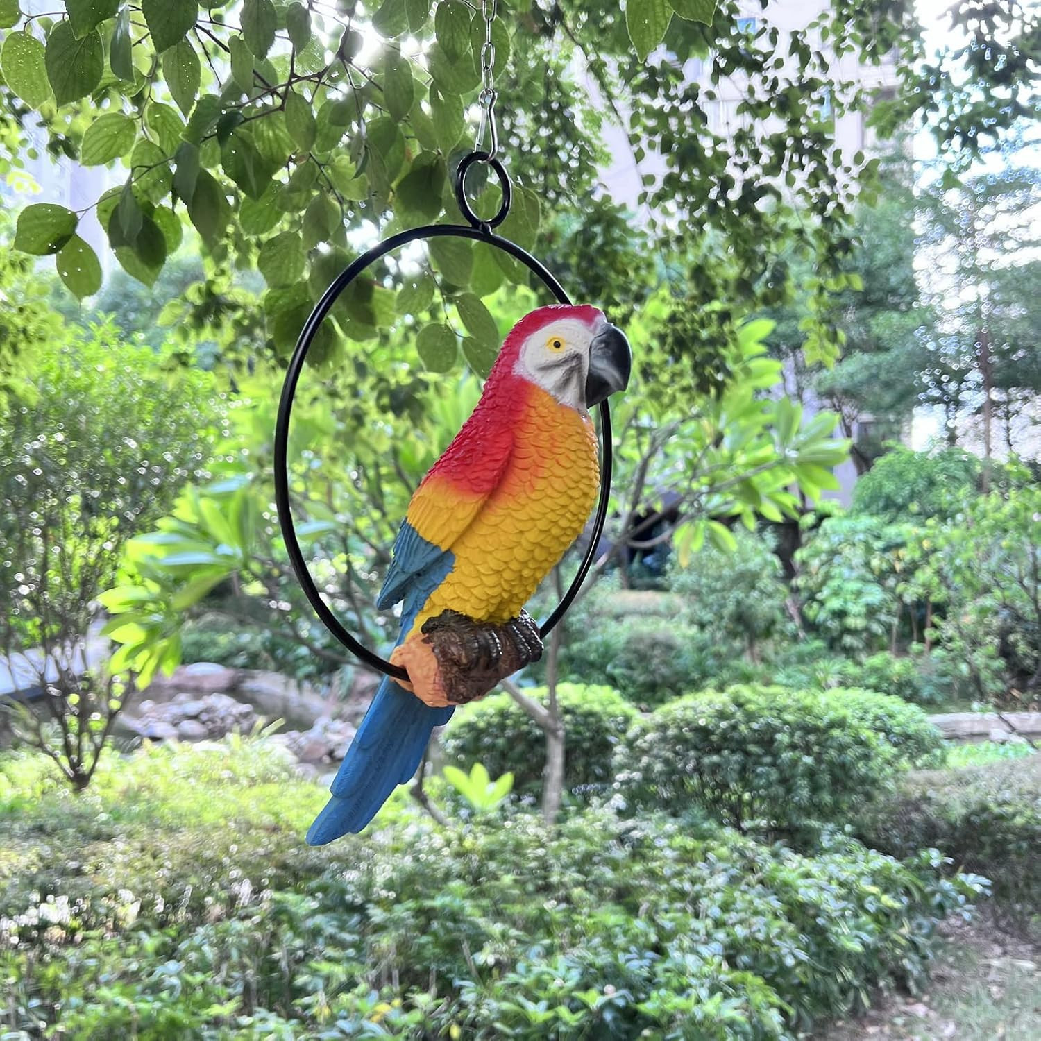 Lifelike Parrot Garden Statues Hanging Decor Ornaments Figurines Sculpture for P