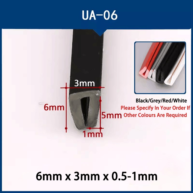 Black Rubber U Channel Edging Trim Seal U-Shaped Bumper Sealing 0.1mm-36mm Slot