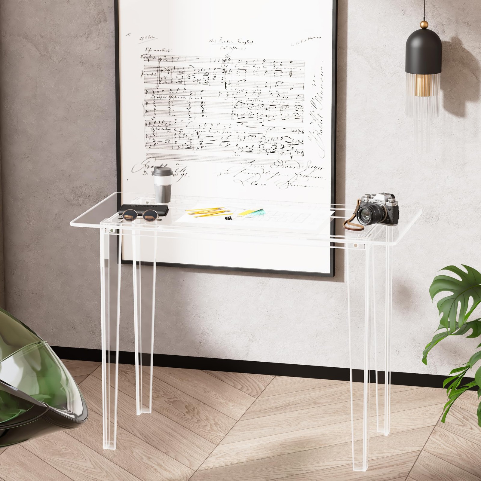 Acrylic Desk, Acrylic Table & Clear Desk – Modern Home Office Study Table, Ex…