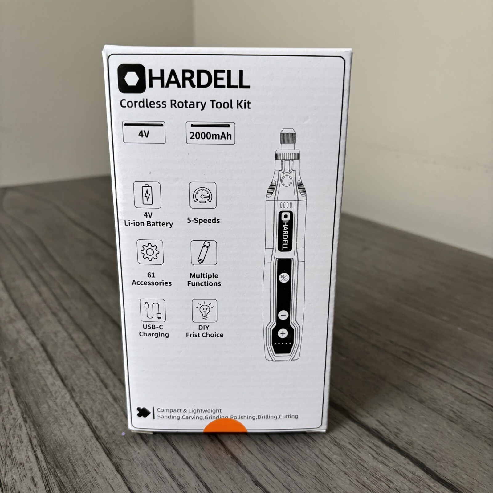 HARDELL Mini Cordless Rotary Tool, 5-Speed 3.7V Rechargeable Kit +61 Accessories