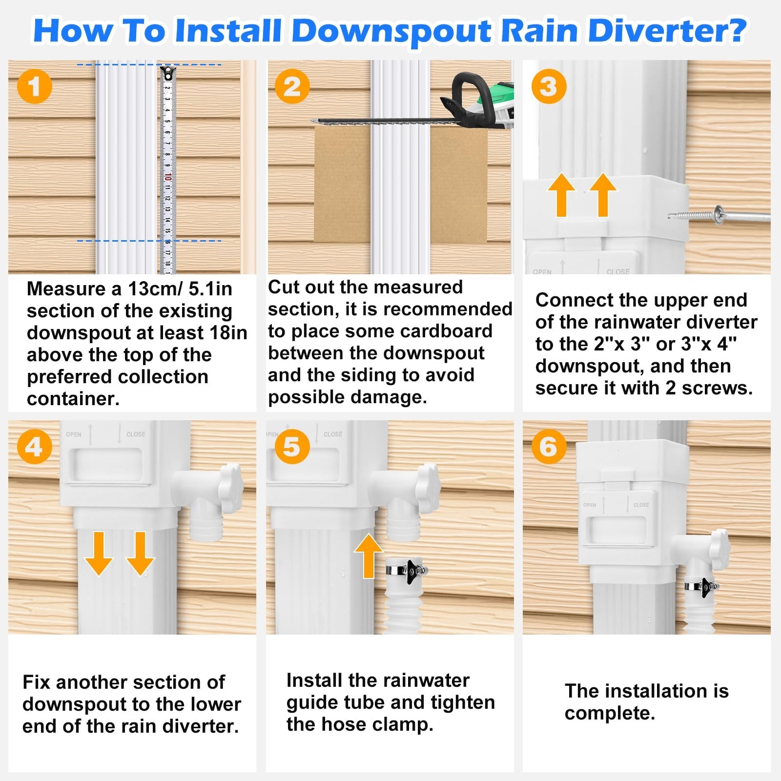 Downspout Diverter Fits for 2″x 3″ or 3″x 4″ Residential Downspouts