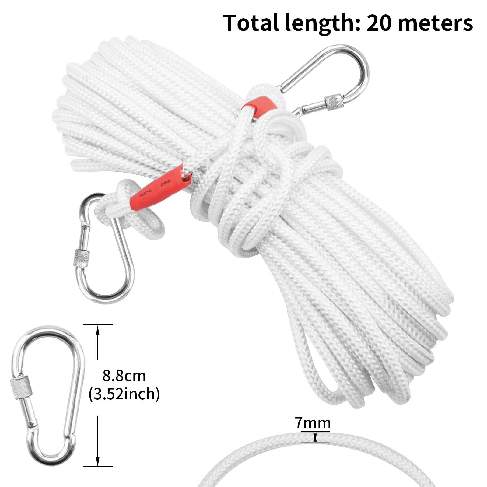 5/16″ x 66 ft Wire Center Flagpole Rope, White Braided Polyester Flagpole Hal…