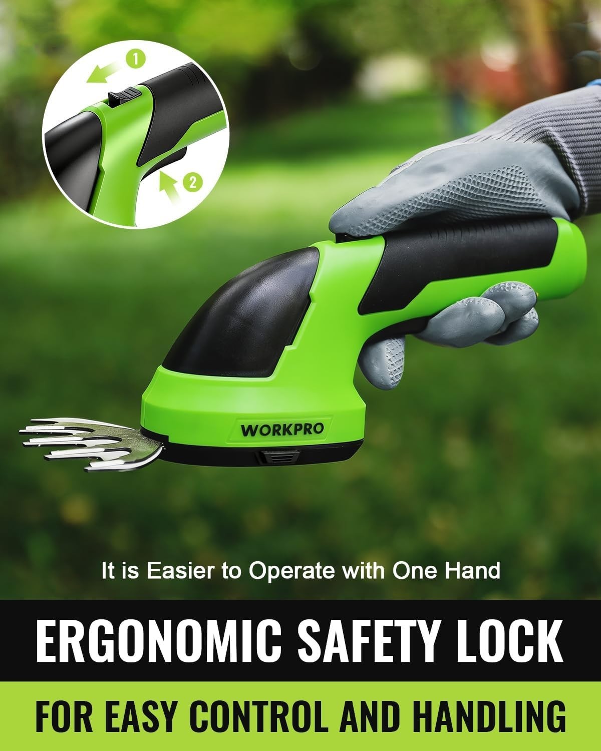 Cordless Grass Shear and Shrub Trimmer with Rechargeable Lithium-Ion Battery