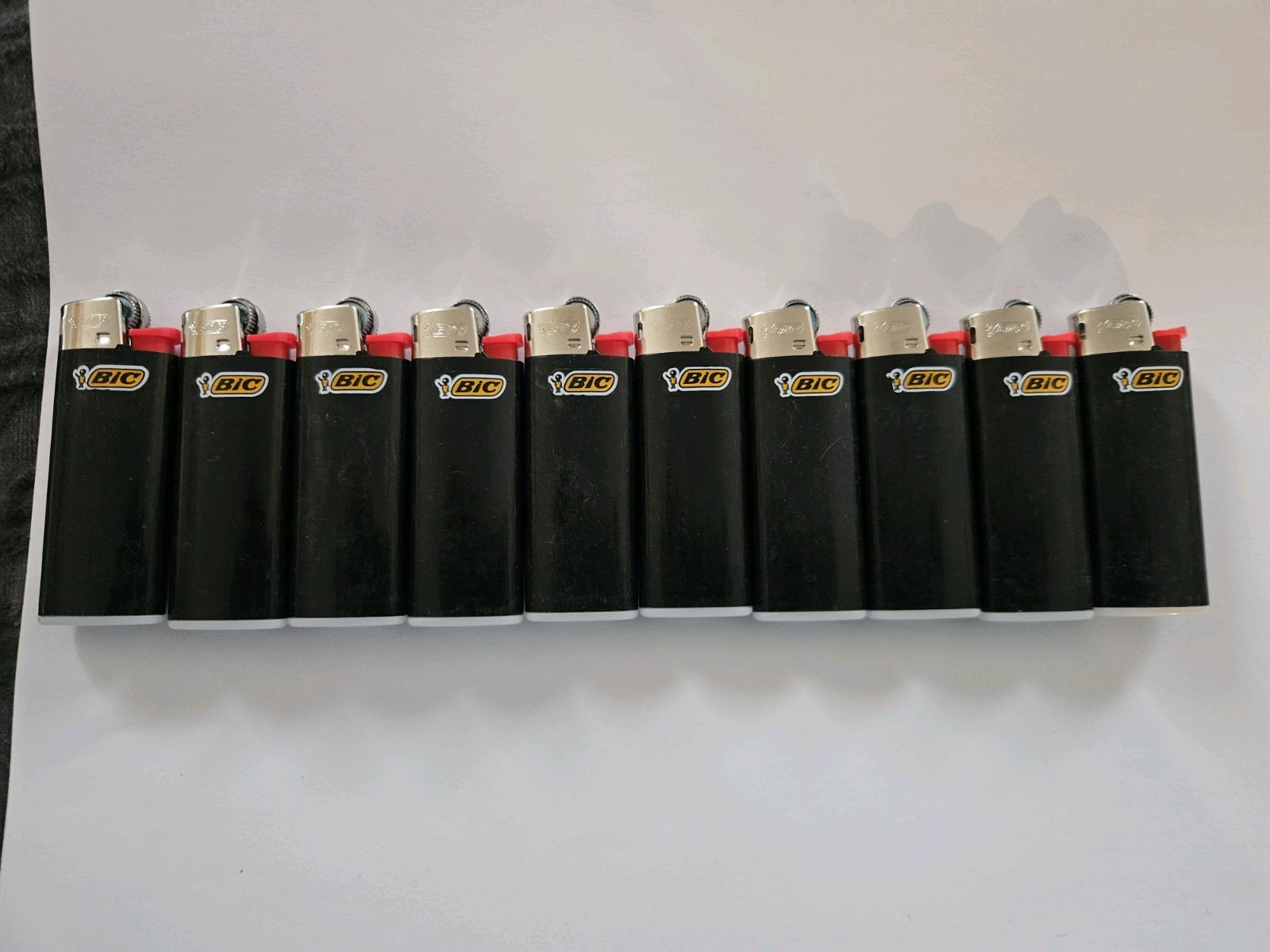 BIC Minis Set of 10 Black Disposable Flame Lighters Plastic Metal Butane Fuel