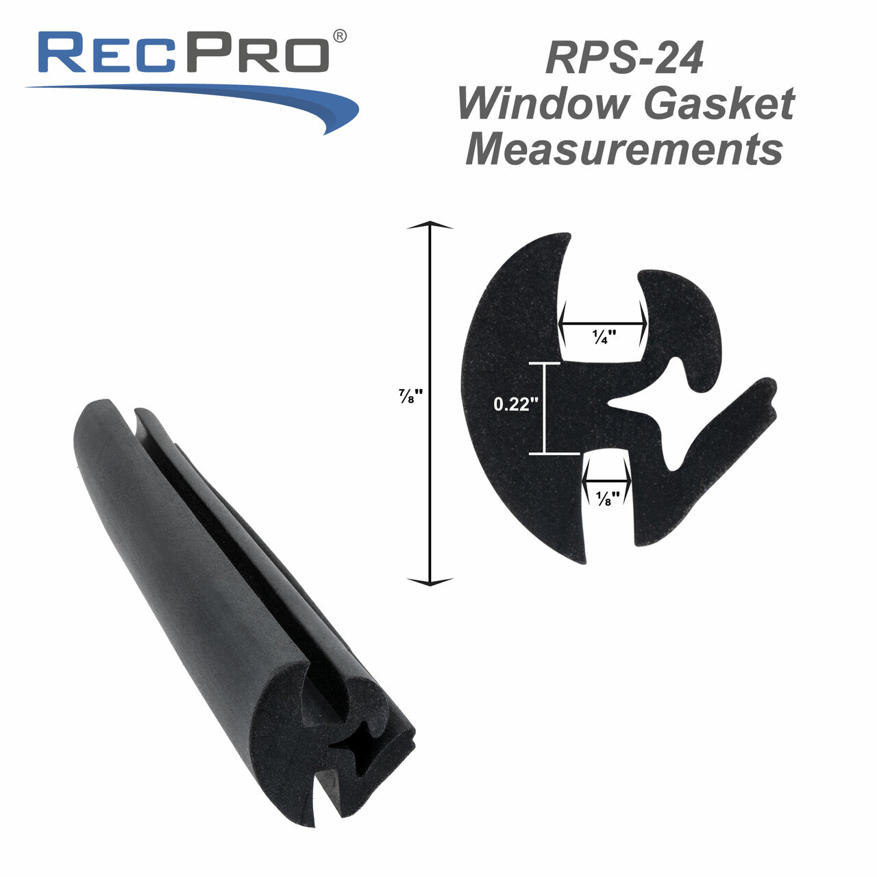 RV Window Rubber Seal One Piece Locking Gasket Fits 1/4″ Glass and 1/8″ Edge