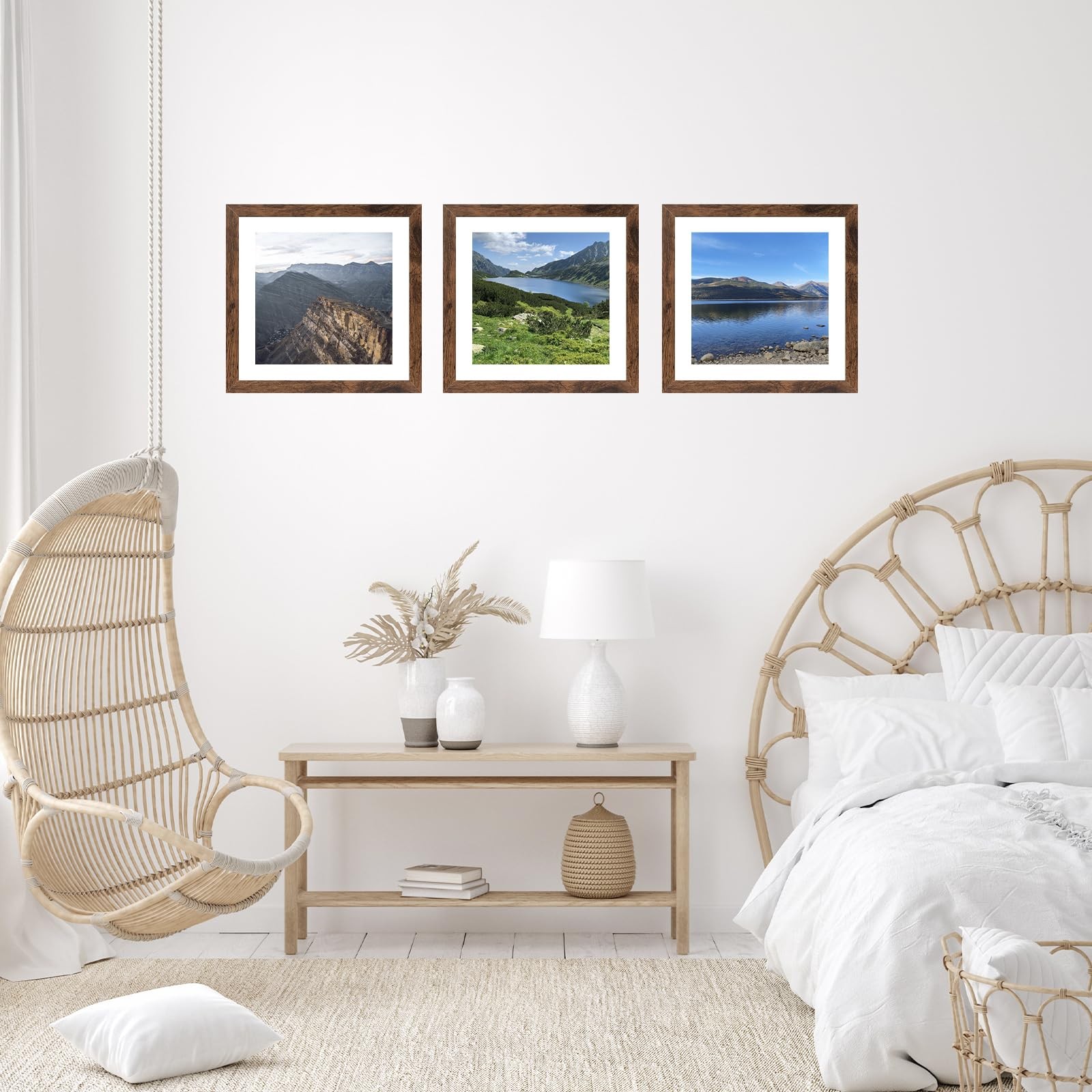 10X10 Picture Frame with Mat, Display 8X8 with Mat or 10X10 Without, Wood Square
