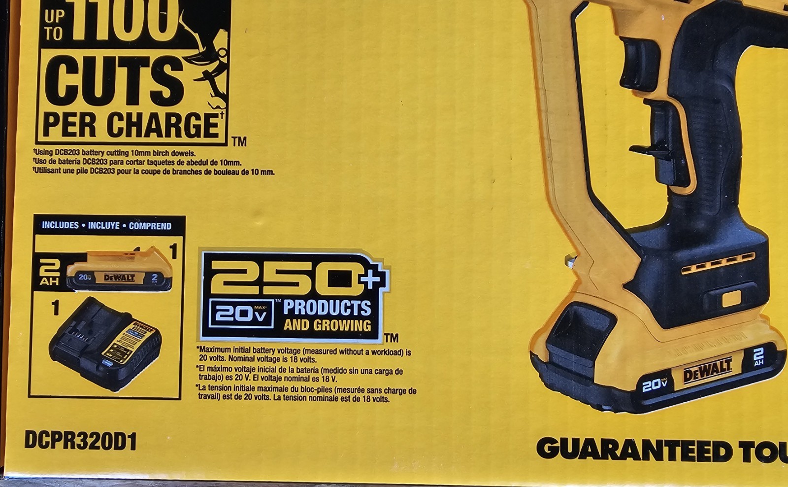 DeWalt 20V MAX Cordless Pruner Kit W/ 2 Ah Battery & Charger Model DCPR320D1