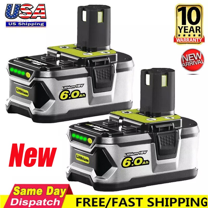 2PACK p108 Battery For RYOBI 18V Battery High Capacity Battery 6.0Ah Lithium