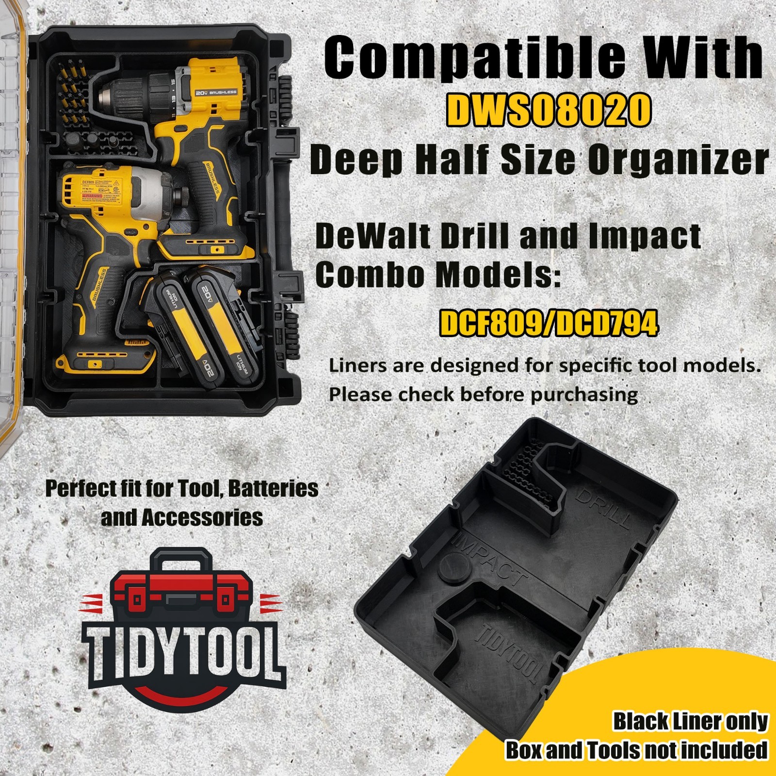 DeWalt Deep Compact Organizer Insert 20V Brushless Drill Impact Set *Insert only