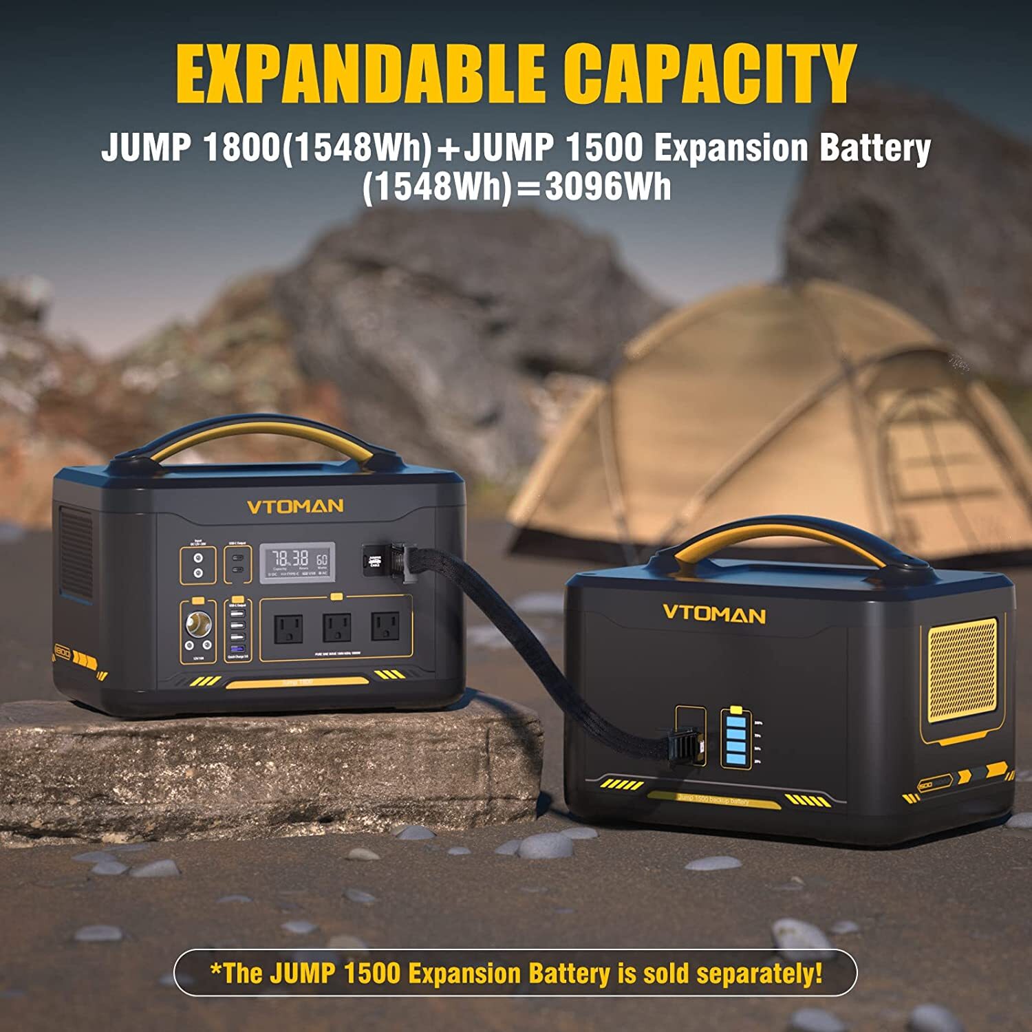 VTOMAN Jump 1800 Portable Power Station 1800W With Extra Battery 3096Wh LiFePO4