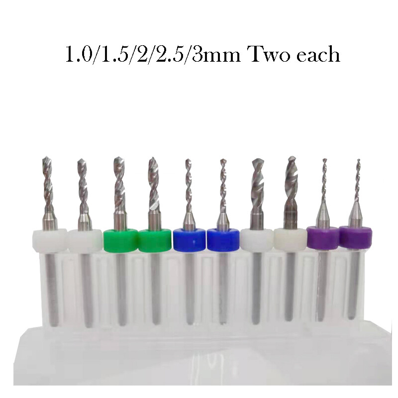 10pcs Carbide Micro Mini CNC Drill Bit Set 0.1-3.0mm for PCB