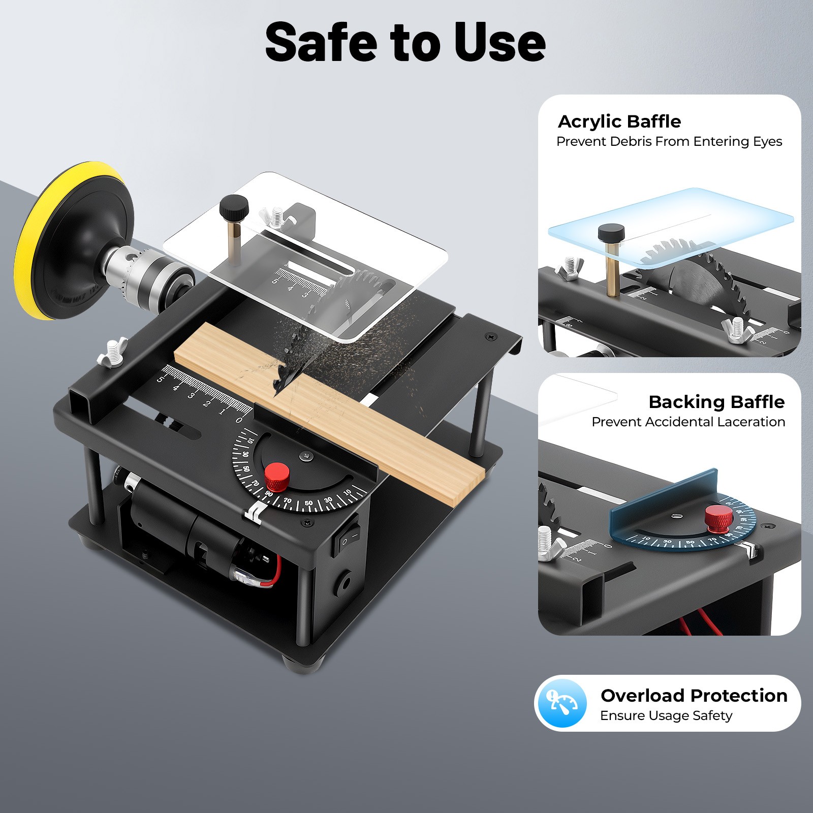 Compact Heavy Duty Table Saw Rotating Speed 1000-3000r/min Work Shop Portable US