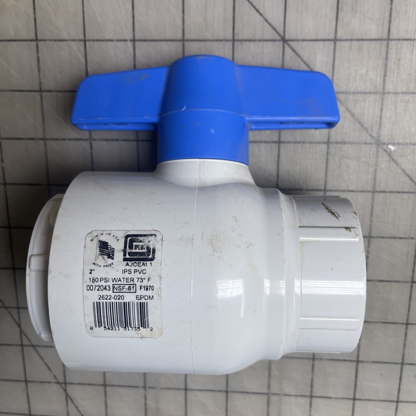 2″S PVC Utility Ball Valve Spears Manufacture 2622-020 Made In USA EPDM 150psi
