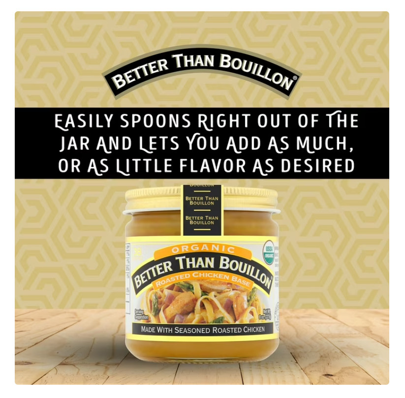Better Than Bouillon Organic Roasted Chicken Base,Shelf-Stable,8 oz Jar (2 PACK)