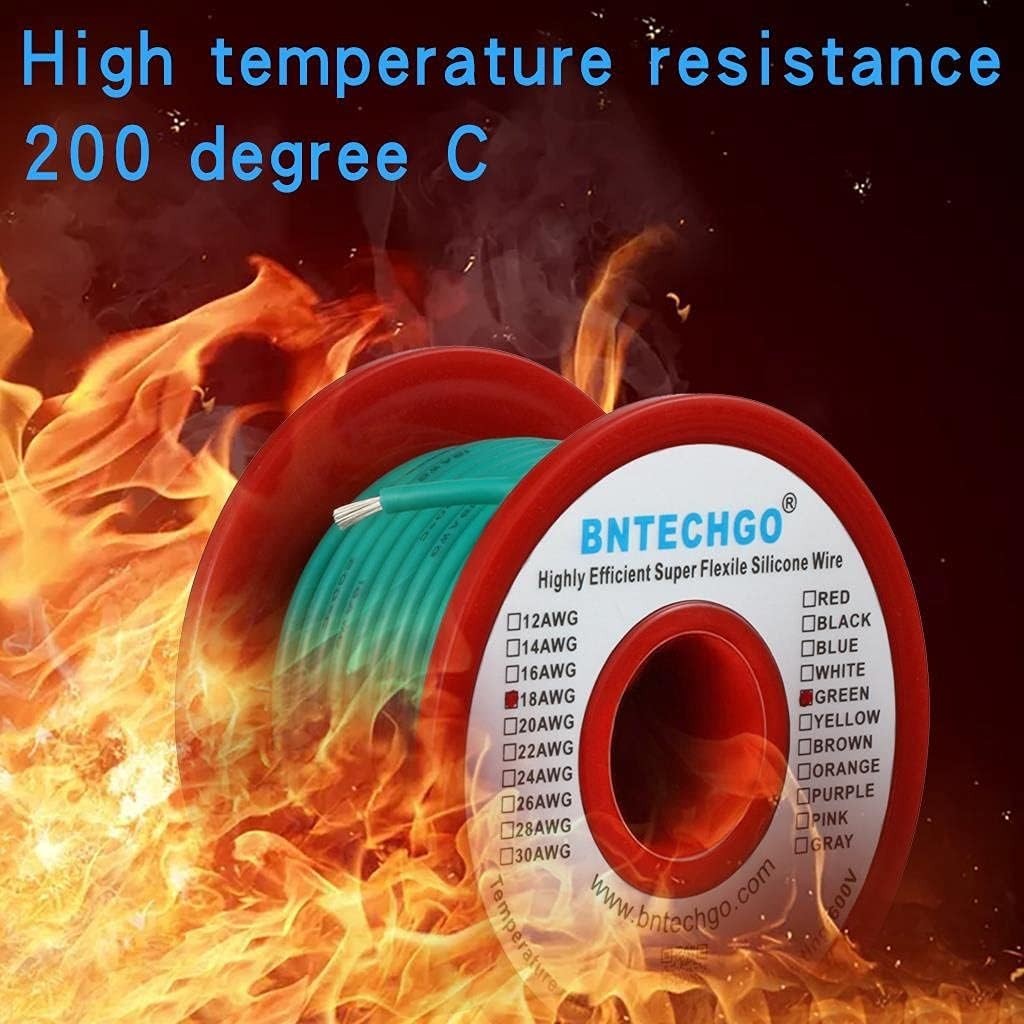18 Gauge Silicone Wire Green 50ft Spool Ultra Flexible Tinned Copper 600V