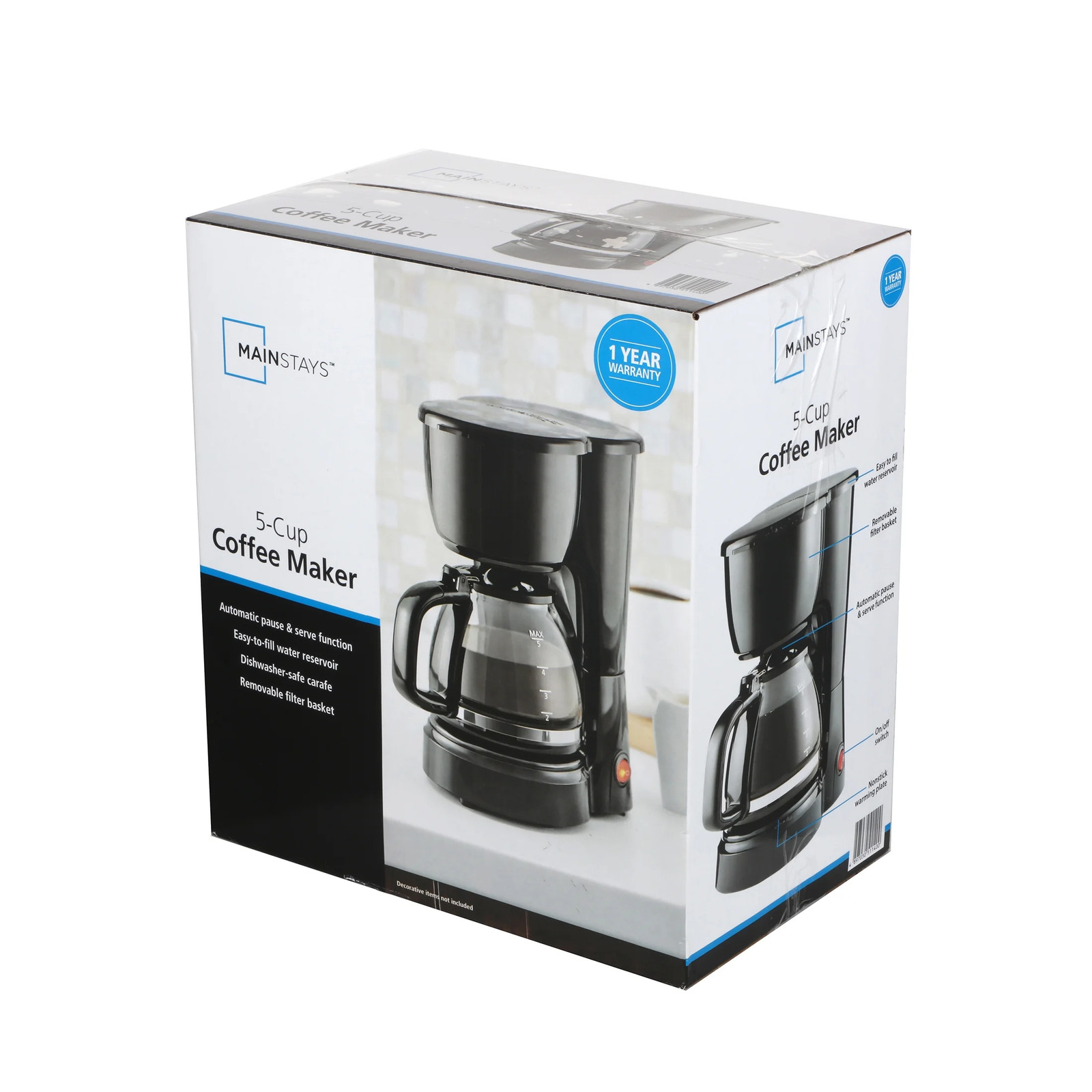 5 Cup Coffee Maker, Black