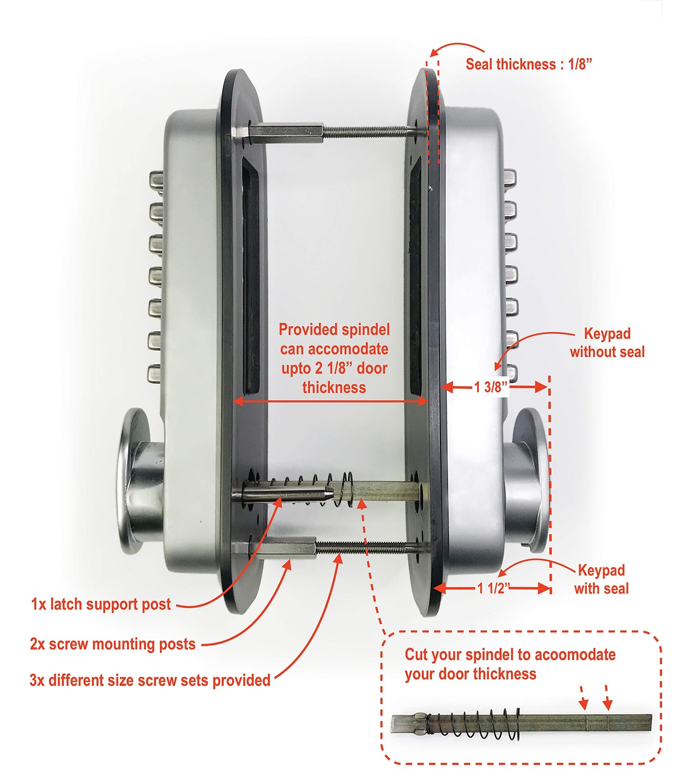 Mechanical Keyless Combination Latch Door Lock with Double Keypads Oil Rubbed