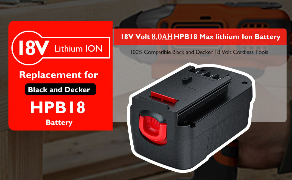 1~6Pack 18V for Black and Decker HPB18 18 Volt 8.0Ah Battery HPB18-OPE 244760-00