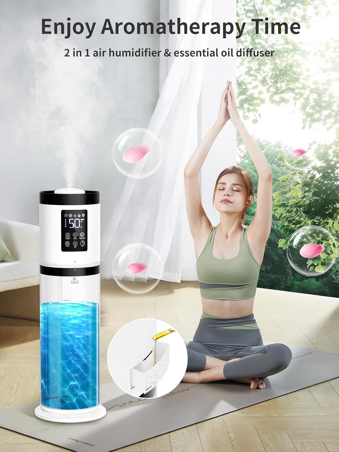 8L Humidifiers for Bedroom, 30Db Quiet, 500Ft² Coverage, 60H Runtime, Top Fill,
