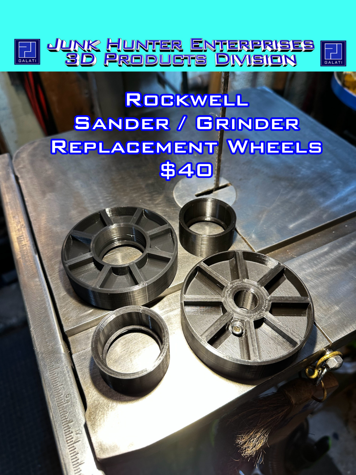 DELTA ROCKWELL 1″ X 42″ Belt Sander Grinder Wheel Set with or Without Bearings