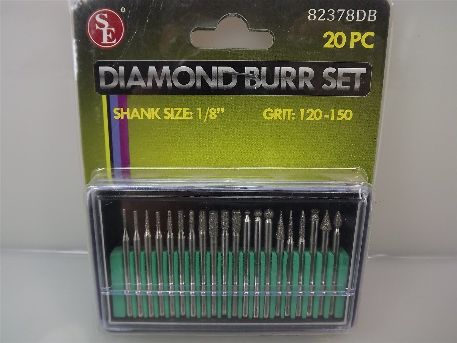 BRAND NEW 20-PIECE DIAMOND BURRS: 1/8″ SHANK 120-150 GRIT JEWELERS HOBBIES