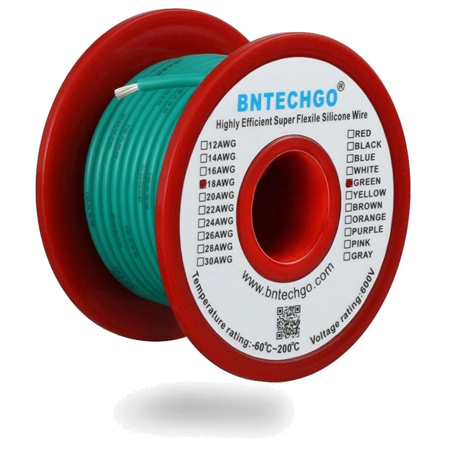 18 Gauge Silicone Wire Green 50ft Spool Ultra Flexible Tinned Copper 600V
