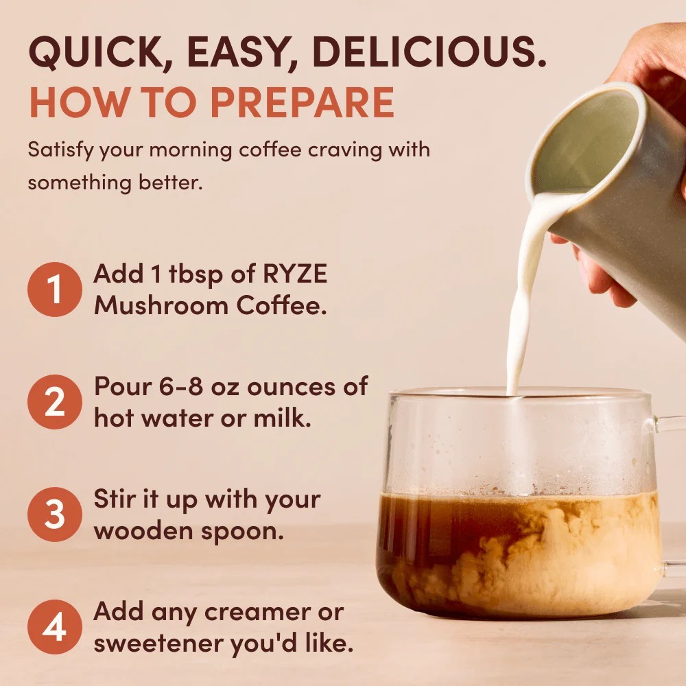 Authentic RYZE Mushroom Coffee 30 Servings Lions Mane Energy Focus Powder 6.35oz