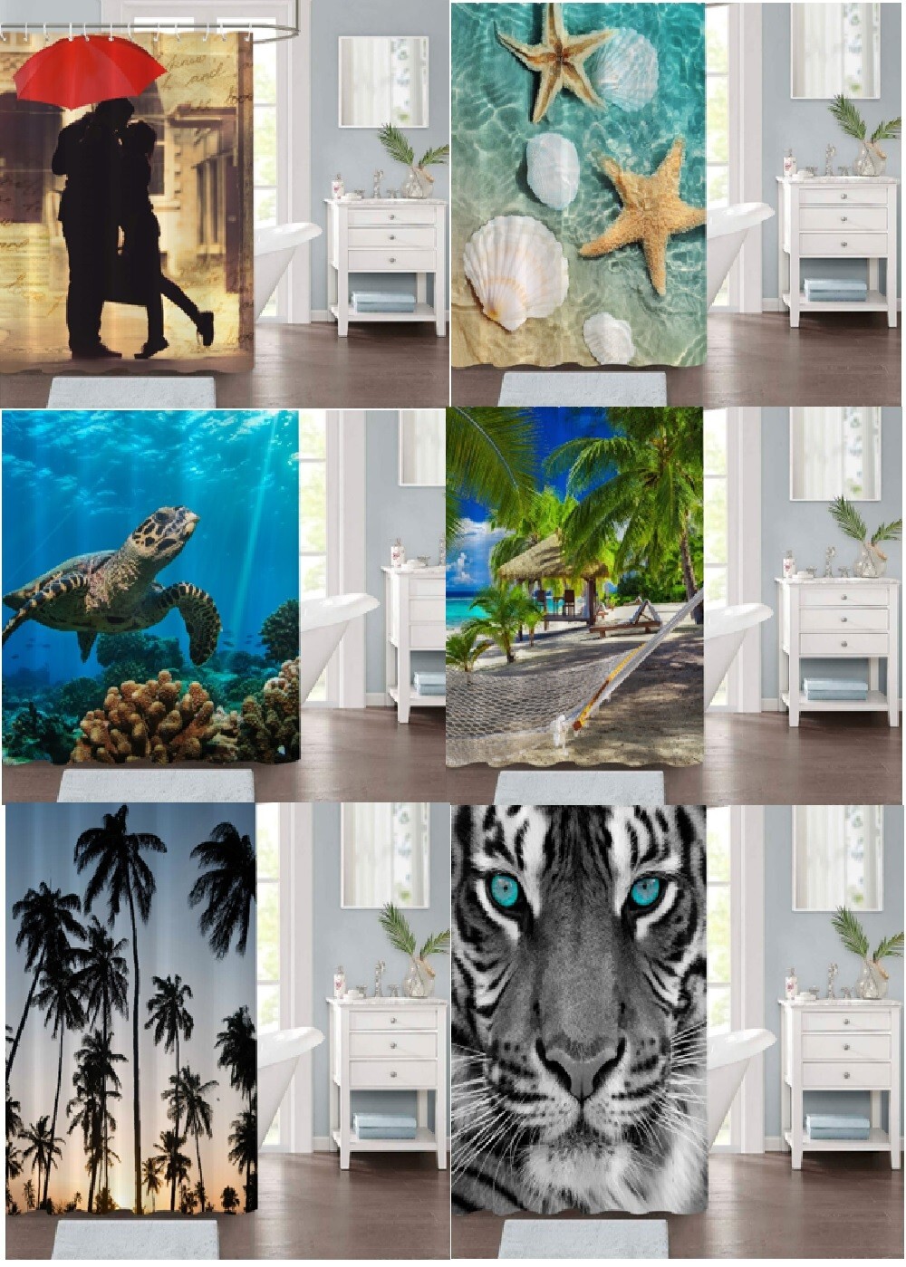 1PC NEW BATHROOM BATH FABRIC Print SHOWER CURTAIN 72″ X 72″