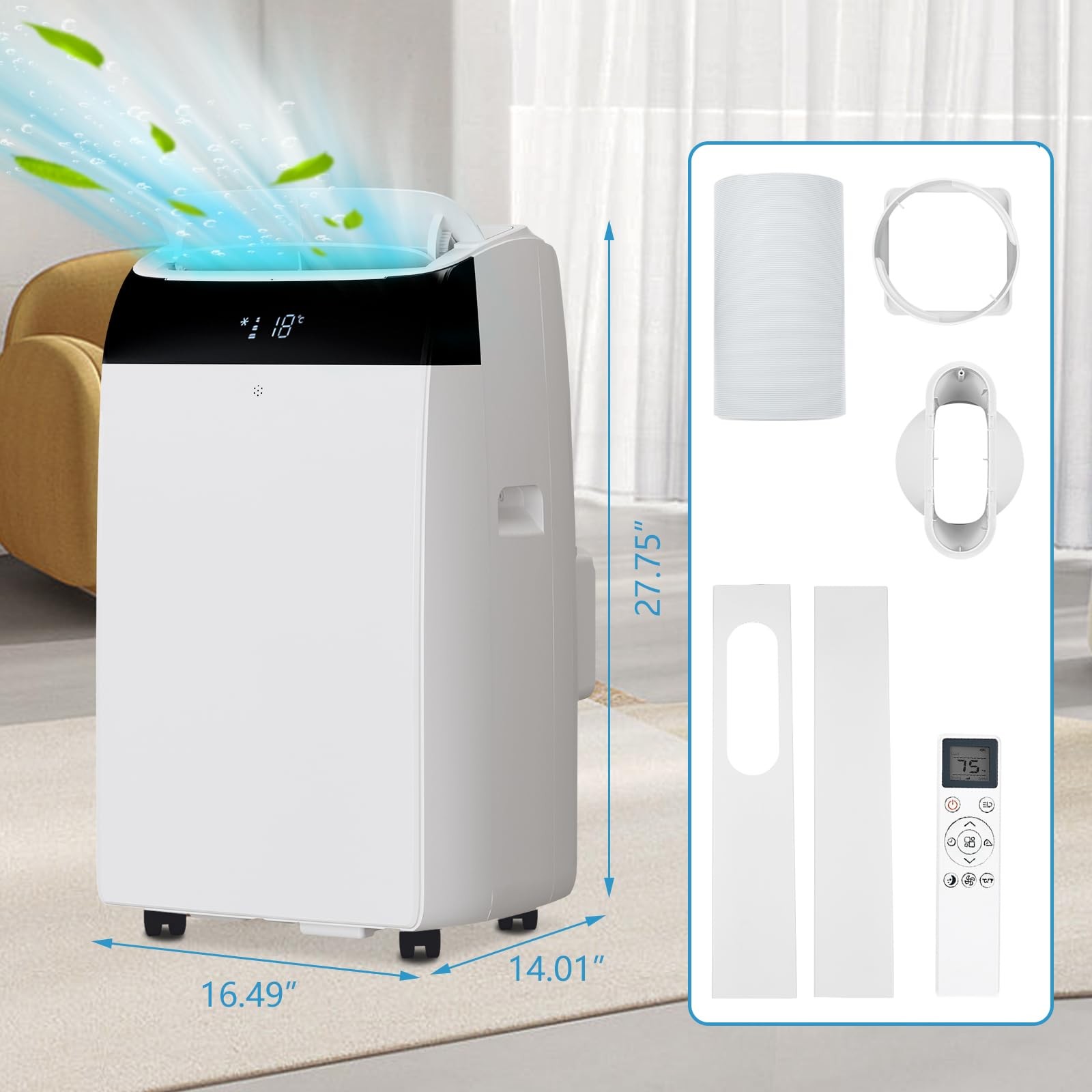 Portable Air Conditioner 14,000 BTU 3-in-1 AC Unit Cools 750 Sq.Ft, with Remote