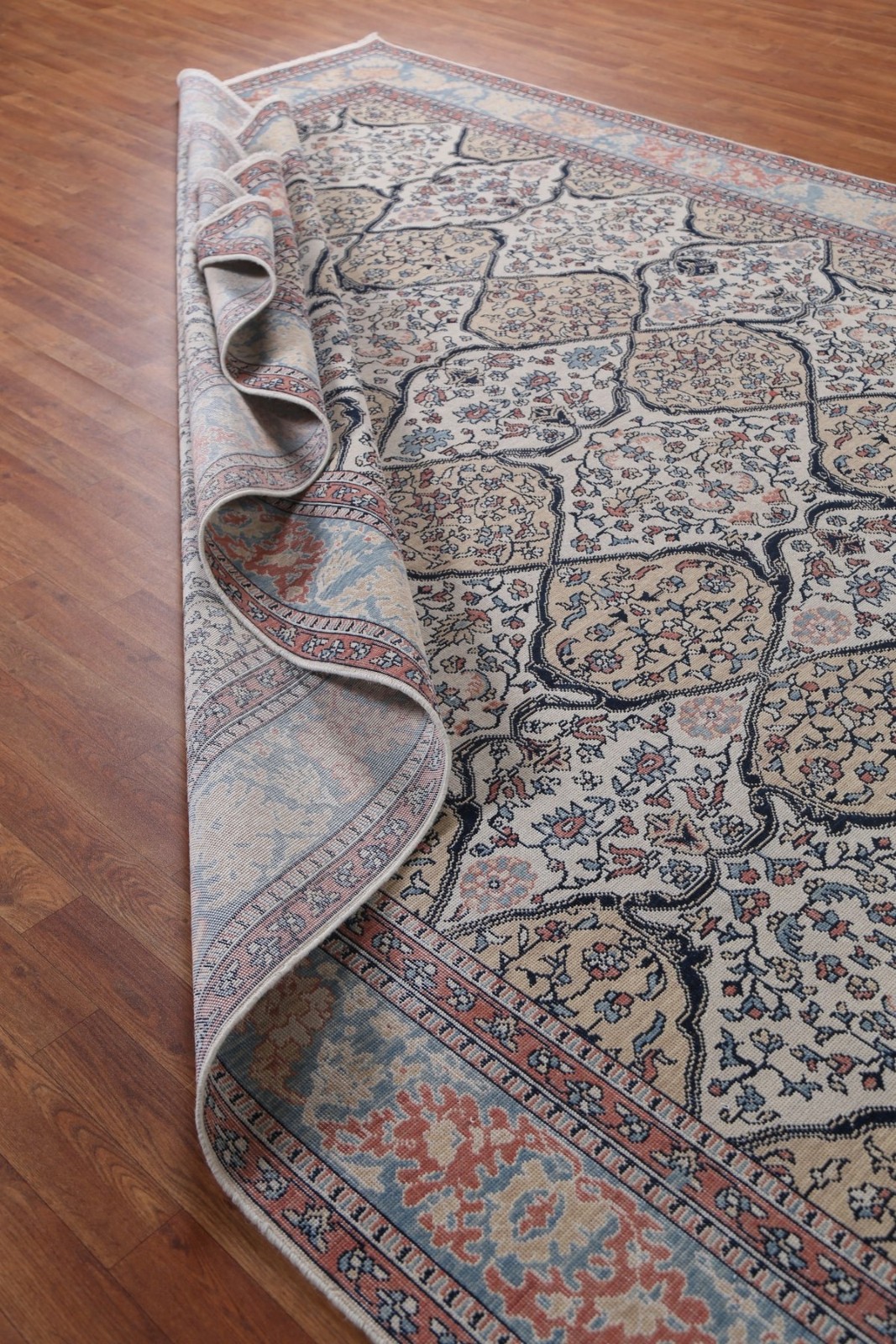 Hand-Knotted Turkish Wool Rug 9×12 Geometric Traditional Style for Any Room