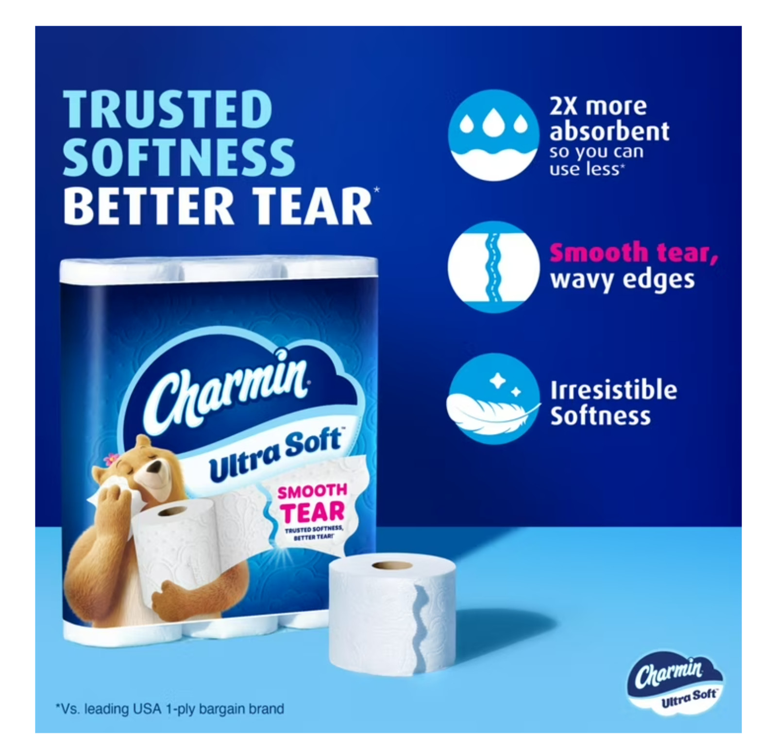 Charmin Ultra Soft Toilet Paper, 12 Mega Rolls, 2-Ply Bath Tissue