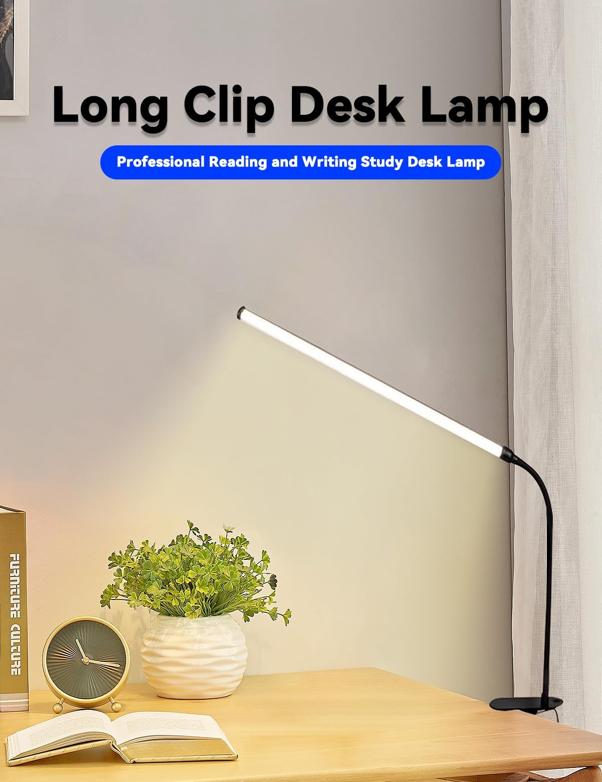 2 Pack Desk Lamp with Clamp,Eye-Friendly Clip on Lights for Home Office Study…