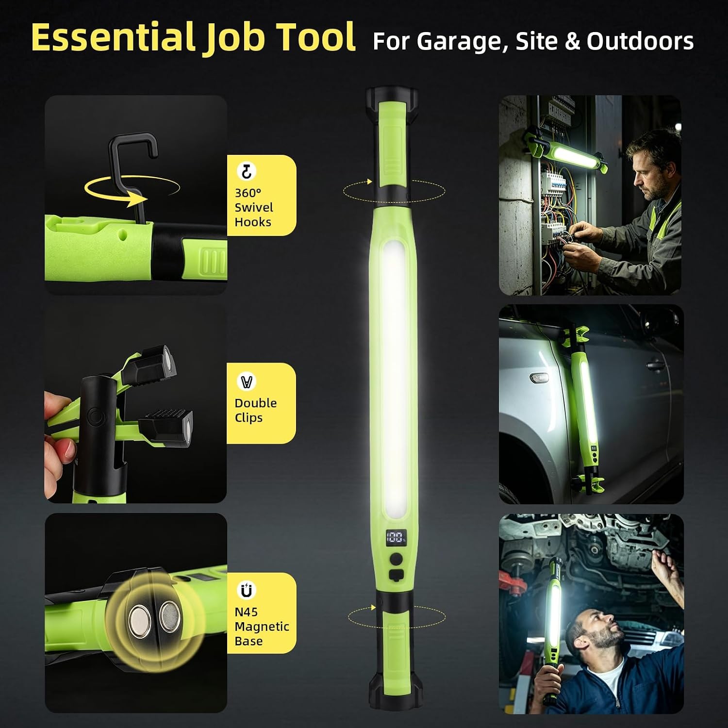 3000LM Rechargeable LED Work Light 525mm Magnetic Under Hood Light Bar with Hook