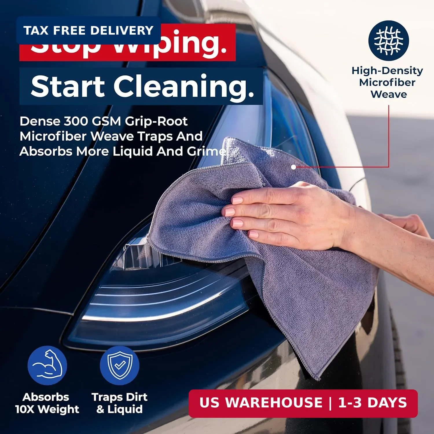 USANOOKS Microfiber Cleaning Cloth Grey – 12 Pcs (12.5″x12.5″) – High Performanc