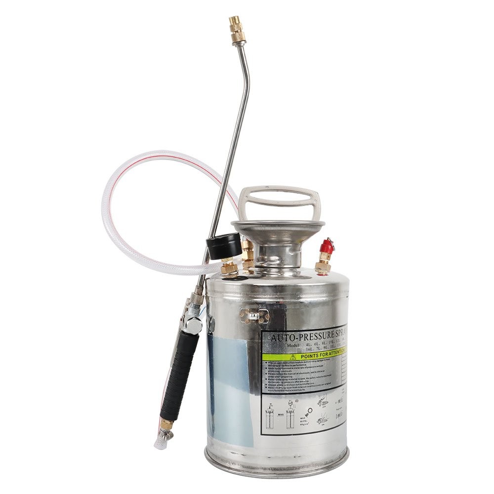 Stainless Steel Sprayer Pump Sprayer W/ Adjustable Nozzle Hose 1/1.5/2/3/3.5Gal