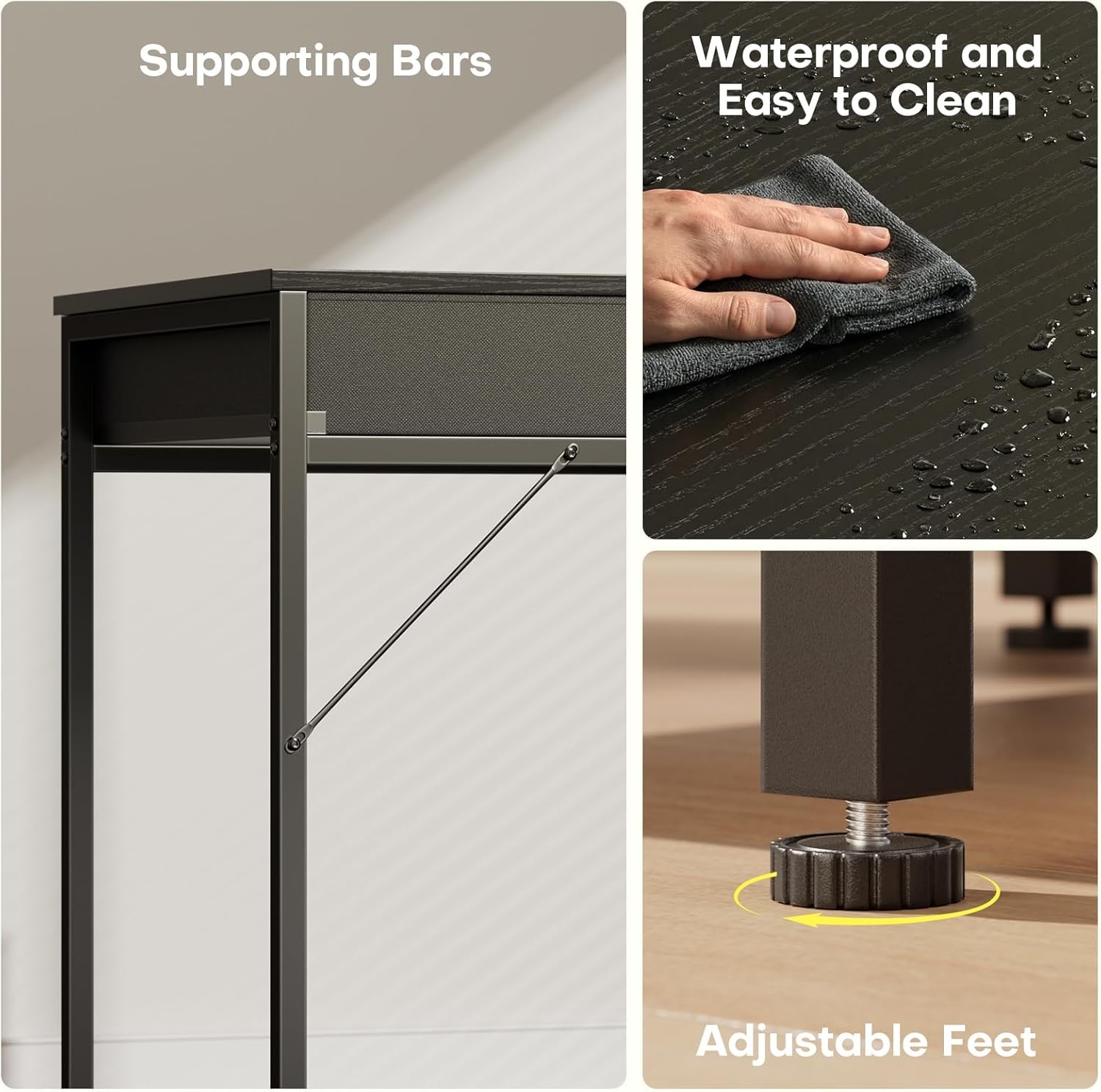 47″ Computer Desk with 6 Fabric Drawers for Bedroom, Home Office Study Desk