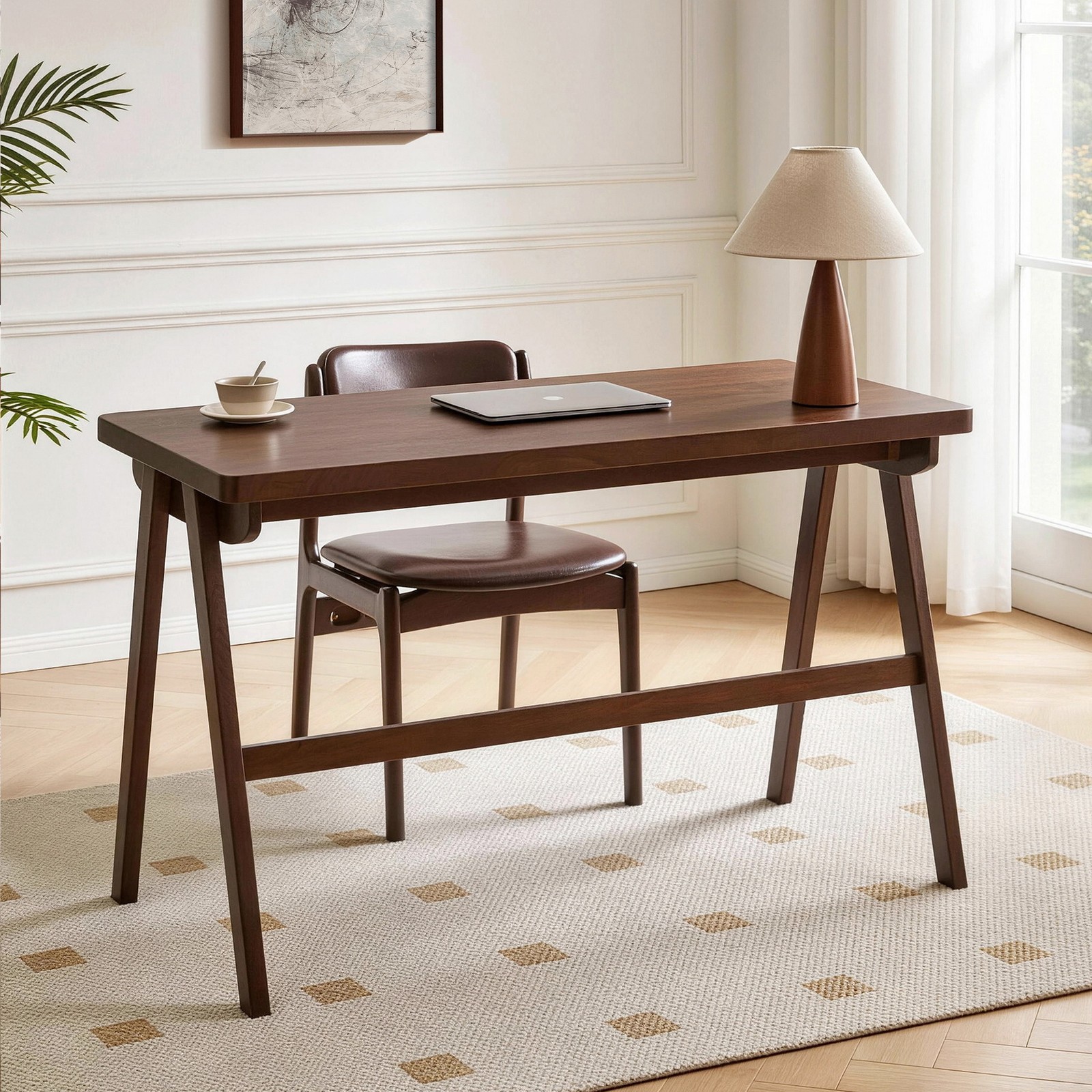 1.4″ Thick Solid Wood Writing Desk Home Office Study Laptop Computer Desk Table