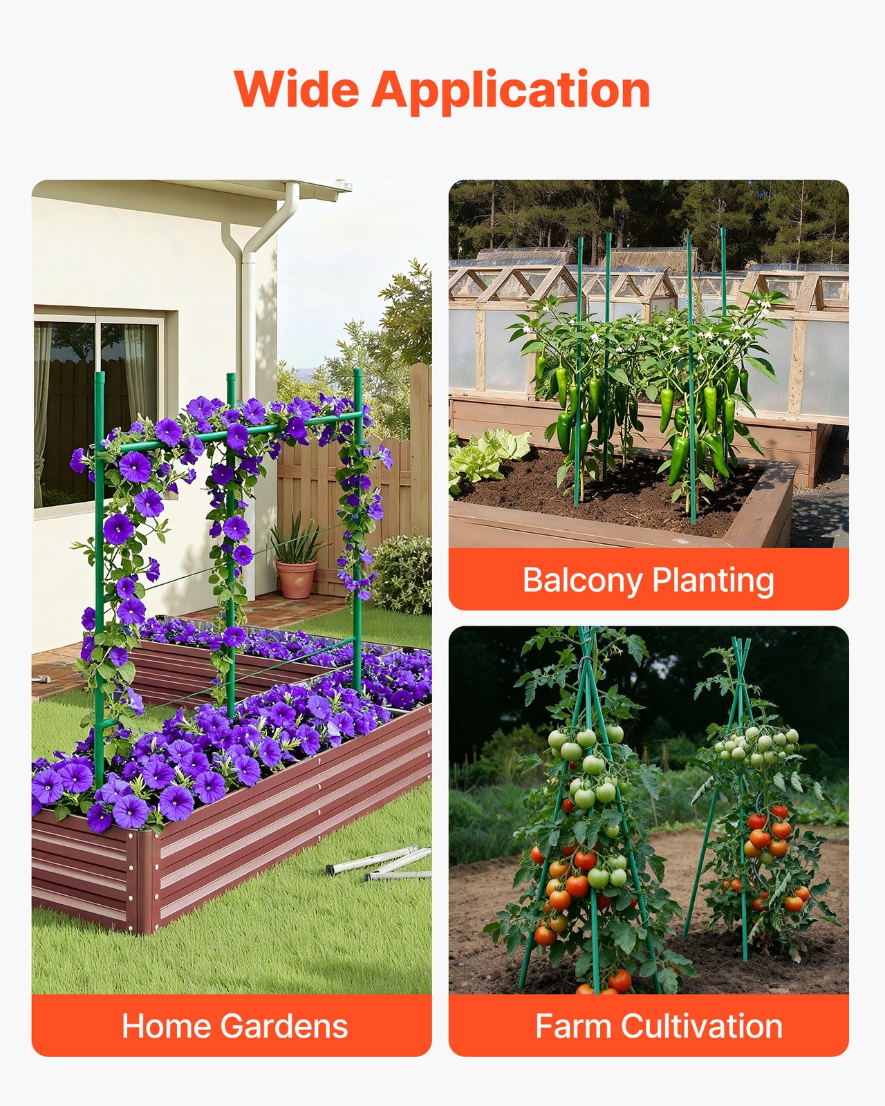 VEVOR Garden Stakes Tomato Stakes 50 Pack 46.06 inch Plastic Coated Metal Sticks