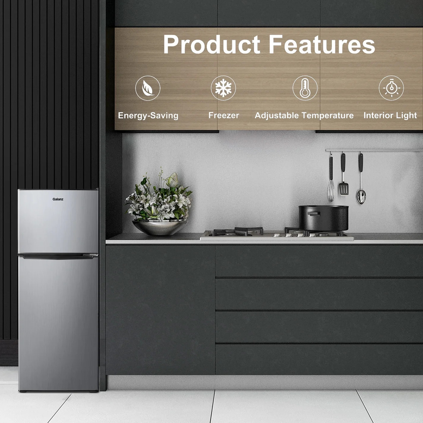 4.6 Cu Ft Stainless Steel Mini Fridge with Freezer—Compact, Energy-Efficient Ref