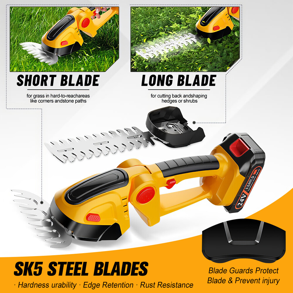 Electric Hedge Trimmer Cordless Power Hedge Trimmer with 2 Battery 1 Charger