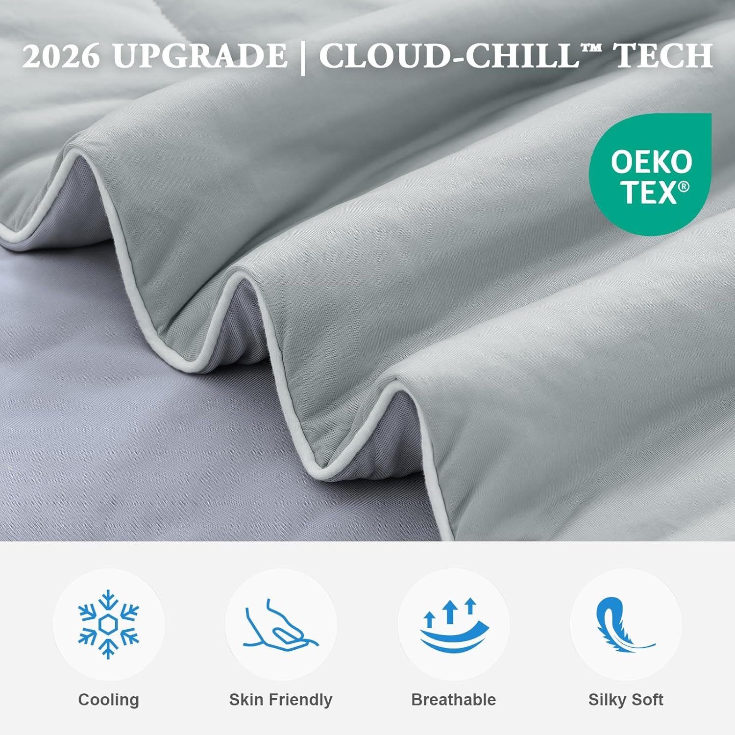 Cooling Comforter Queen, 2026 Cloud-Chill TECH | Q-MAX 0.45+, Double-Sided Cool