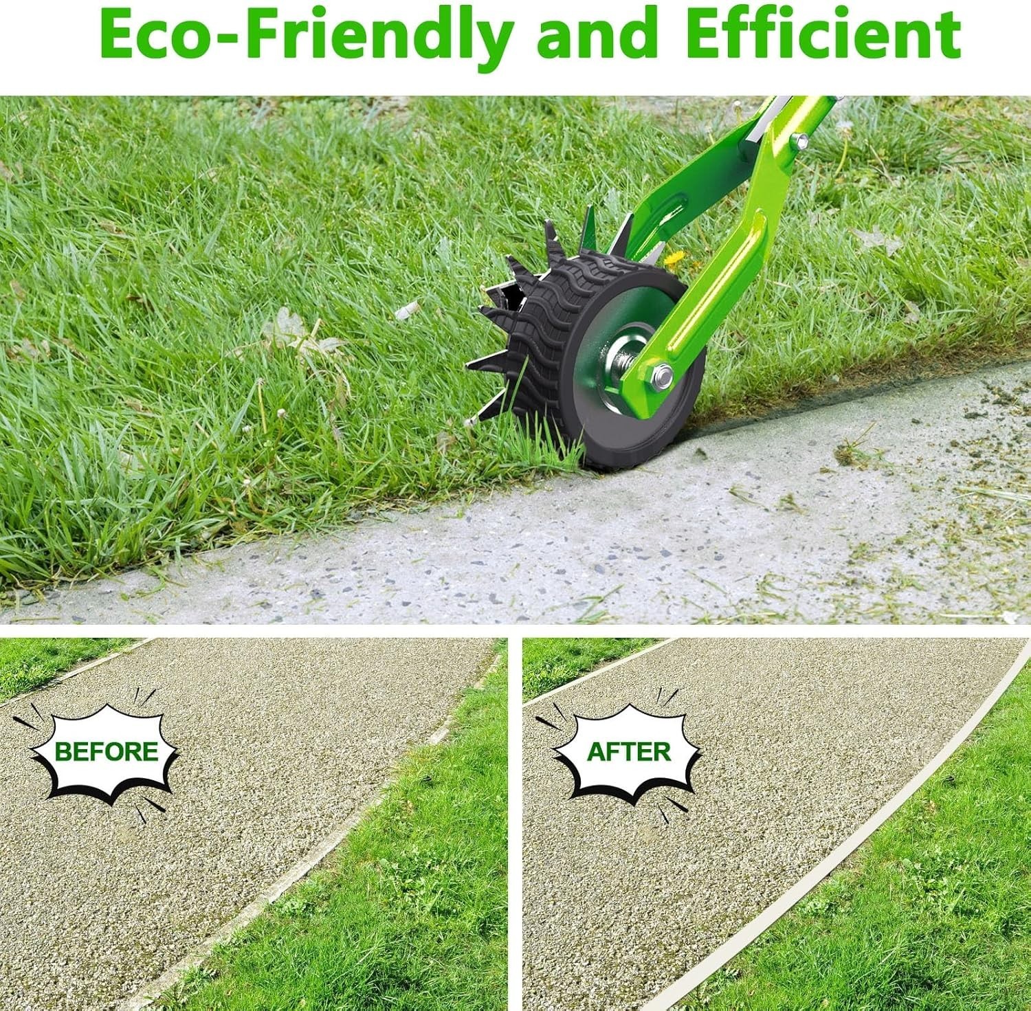 67in Wheel Rotary Lawn Edger Adjustable Stainless Steel Grass Edge Trimmer Green