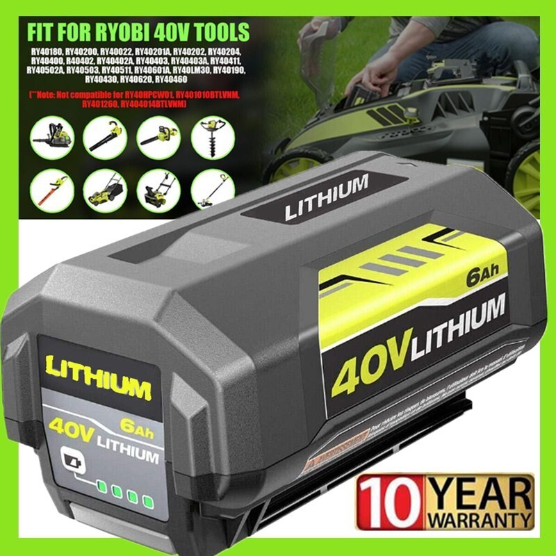 For Ryobi 6.0 Ah 40V Lithium-Ion Battery OP40605 OP40605VNM & Rapid Charger