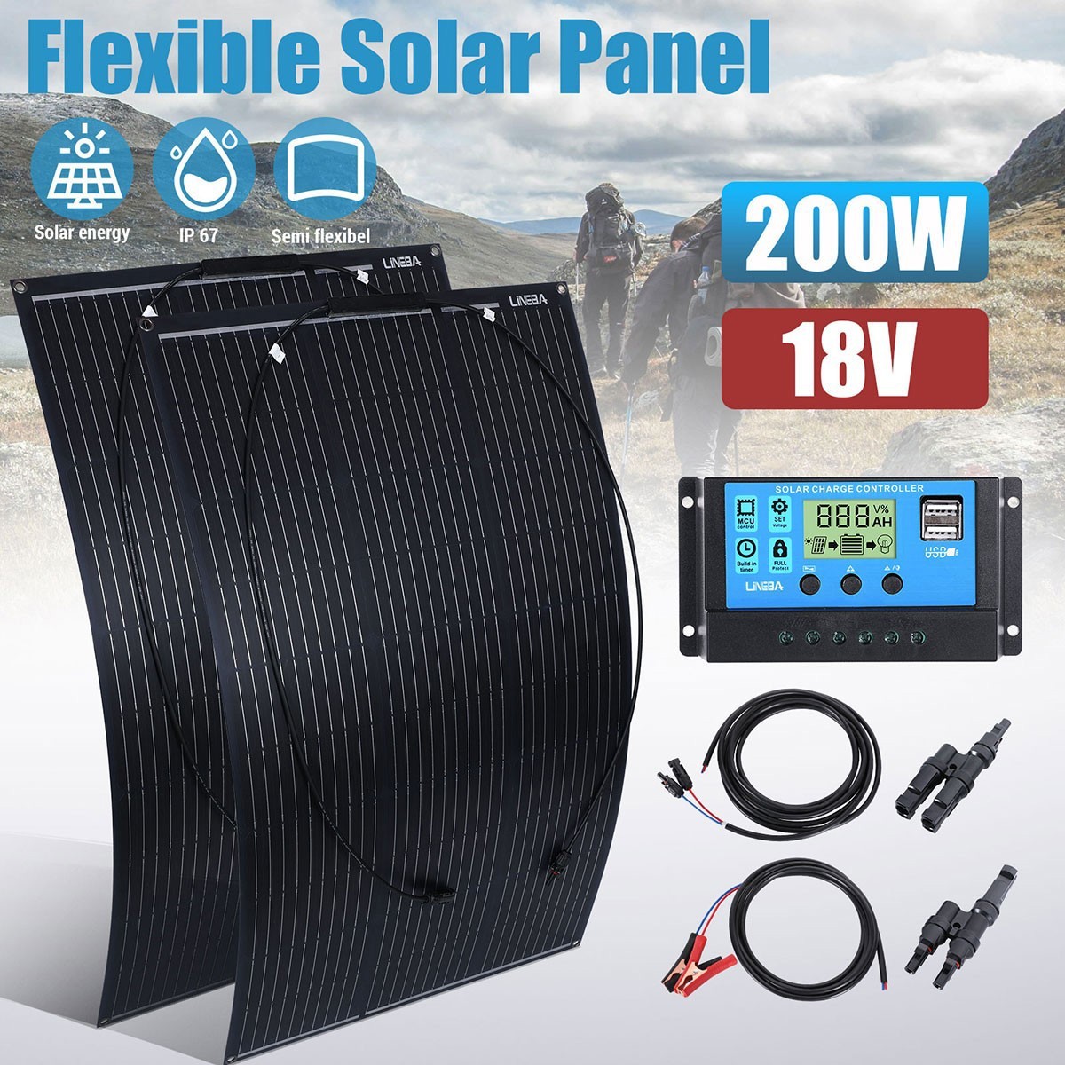 5000W Complete Solar Panel Kit with Controller & Inverter Home 110V Grid System