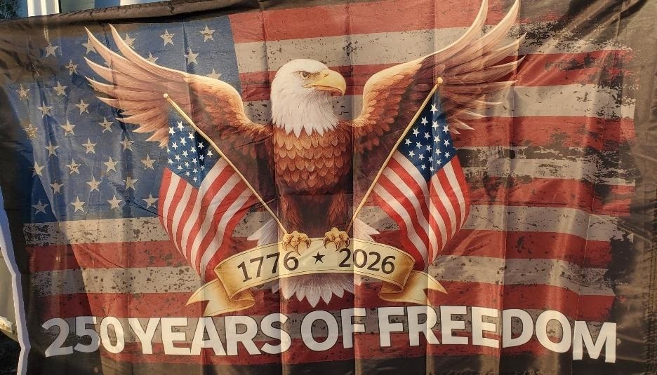 3X5 USA 250 YEARS OF FREEDOM 1776-2026 BALD EAGLE AMERICAN FLAG BANNER